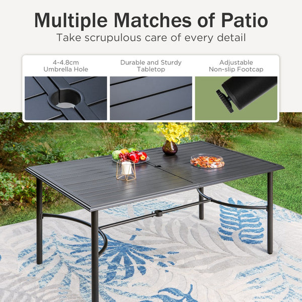 7-Piece Garden Dining Set with Rectangular Table and Wicker Rattan Chairs