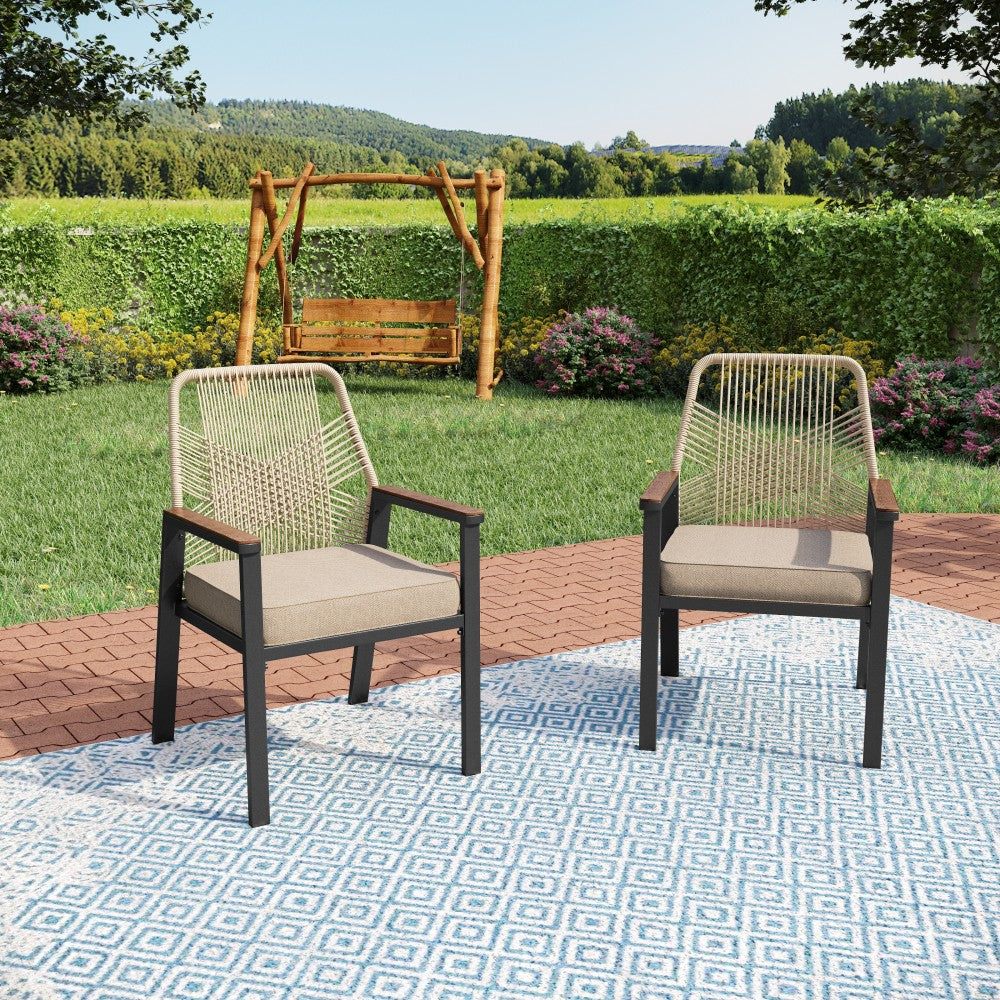 Handcrafted Rattan Rope Patio Dining Chairs