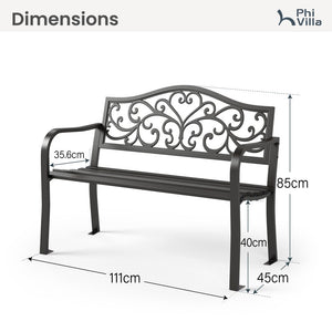 Outdoor Cast Iron Garden Bench with Unique Three-Dimensional Pattern