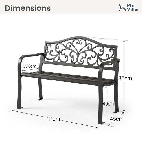 Outdoor Cast Iron Garden Bench with Unique Three-Dimensional Pattern
