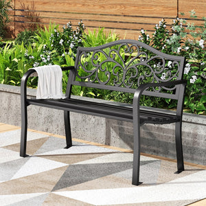 Outdoor Cast Iron Garden Bench with Unique Three-Dimensional Pattern