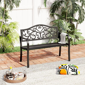 Outdoor Cast Iron Garden Bench with Unique Three-Dimensional Pattern