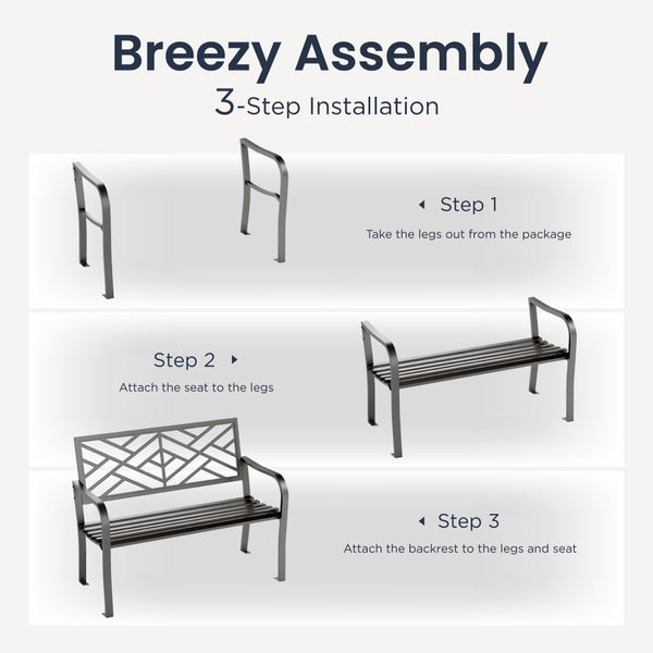 Outdoor Cast Iron Garden Bench with Unique Three-Dimensional Pattern