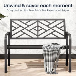 Outdoor Cast Iron Garden Bench with Unique Three-Dimensional Pattern