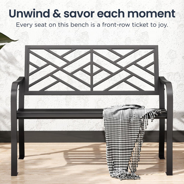 Outdoor Cast Iron Garden Bench with Unique Three-Dimensional Pattern