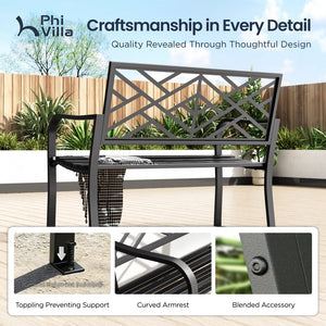 Outdoor Cast Iron Garden Bench with Unique Three-Dimensional Pattern