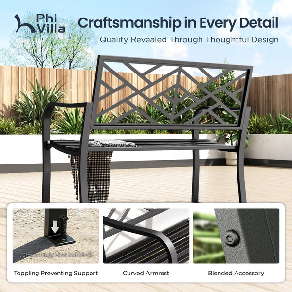Outdoor Cast Iron Garden Bench with Unique Three-Dimensional Pattern