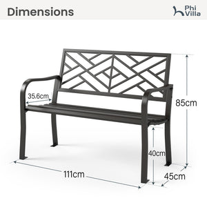 Outdoor Cast Iron Garden Bench with Unique Three-Dimensional Pattern