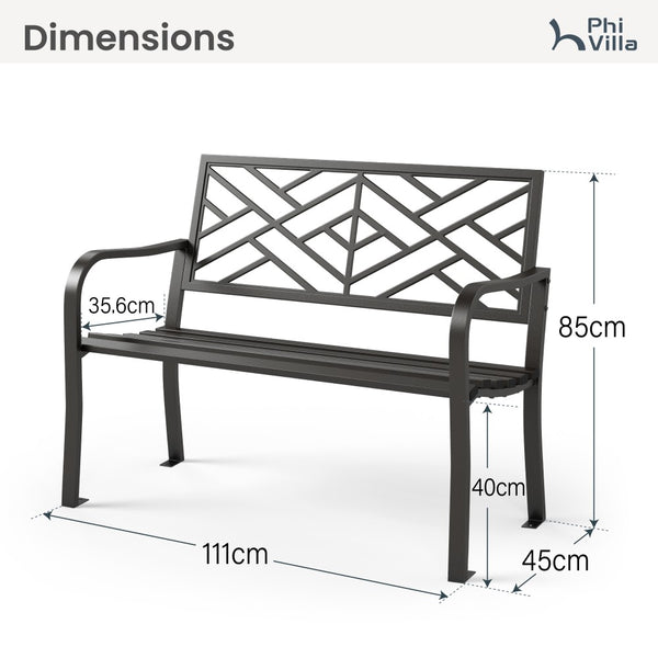 Outdoor Cast Iron Garden Bench with Unique Three-Dimensional Pattern