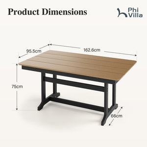 163cm Rectangular HDPE Patio Dining Table