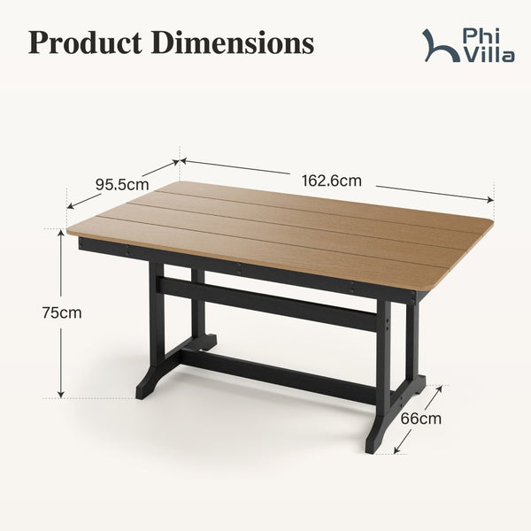 163cm Rectangular HDPE Patio Dining Table