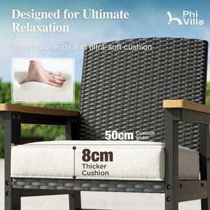 Tranquil 7-Pcs Outdoor Dining set with HDPE Rattan Chair and Wood-like Table