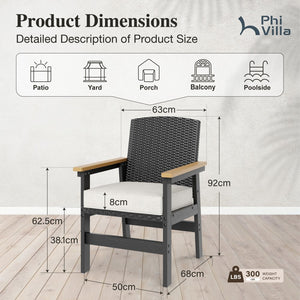 HDPE Outdoor Dining Rattan Chairs Set of 2