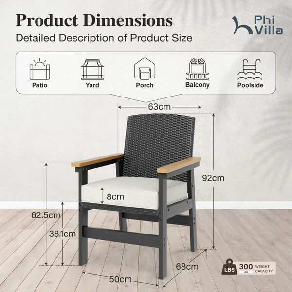 HDPE Outdoor Dining Rattan Chairs Set of 2