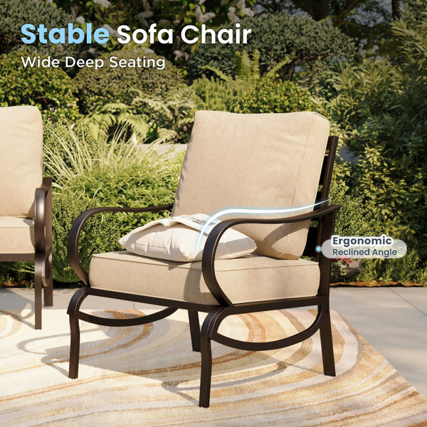 7-Seater Outdoor Metal Wave Sofa Set with Ottomans