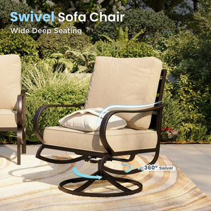 7-Seater Outdoor Metal Wave Sofa Set with Ottomans