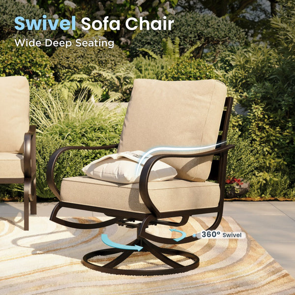 7-Seater Outdoor Metal Wave Sofa Set with Ottomans