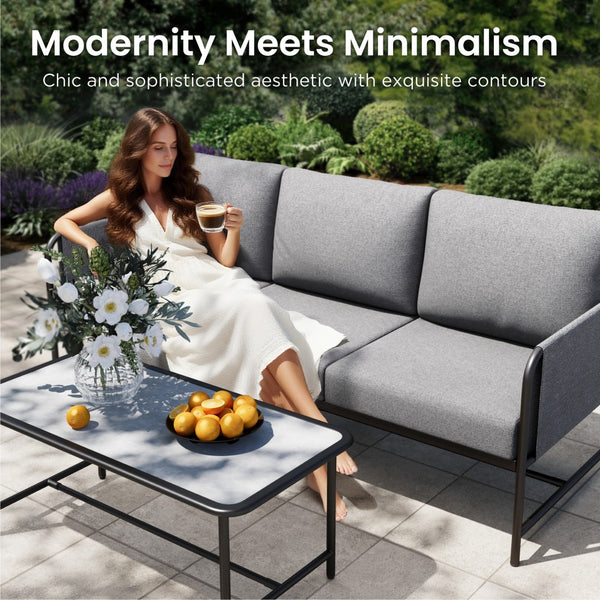 Grey KSLIN™ 5 Seat Garden Sofa with Marble Table