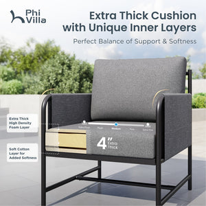 Grey KSLIN™ 5 Seat Garden Sofa with Marble Table