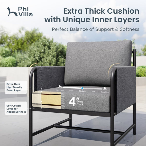 Grey KSLIN™ 5 Seat Garden Sofa with Marble Table