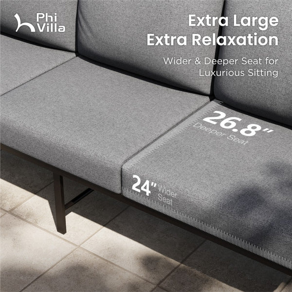 Grey KSLIN™ 5 Seat Garden Sofa with Marble Table
