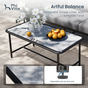 Grey KSLIN™ 5 Seat Garden Sofa with Marble Table