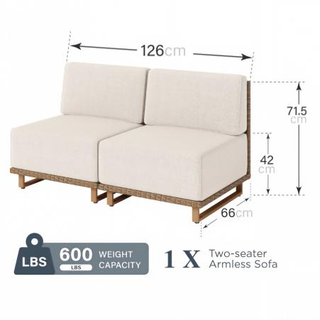 2-Seater Armless Sofa-Lengthening Extension Unit for Catalina Modular Sectionals
