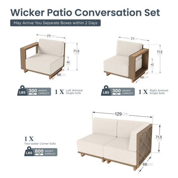 Catalina 4-Seater Modern Rattan Outdoor Sofa Set