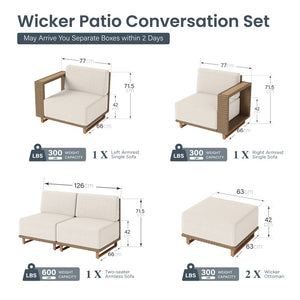 Catalina 4-Seater Modern Rattan Outdoor Sofa Set