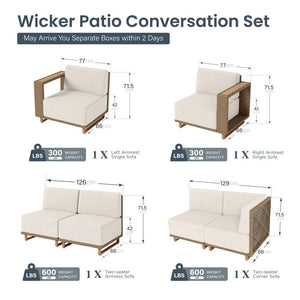 Catalina 6-Seater Modern Patio Sectional Rattan Sofa Set