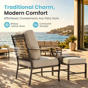 7-Seater Garden Metal Diamond Sofa with Ottomans