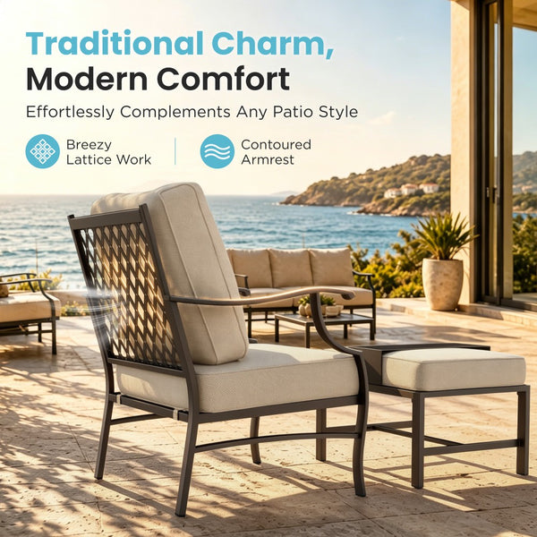 7-Seater Garden Metal Diamond Sofa with Ottomans