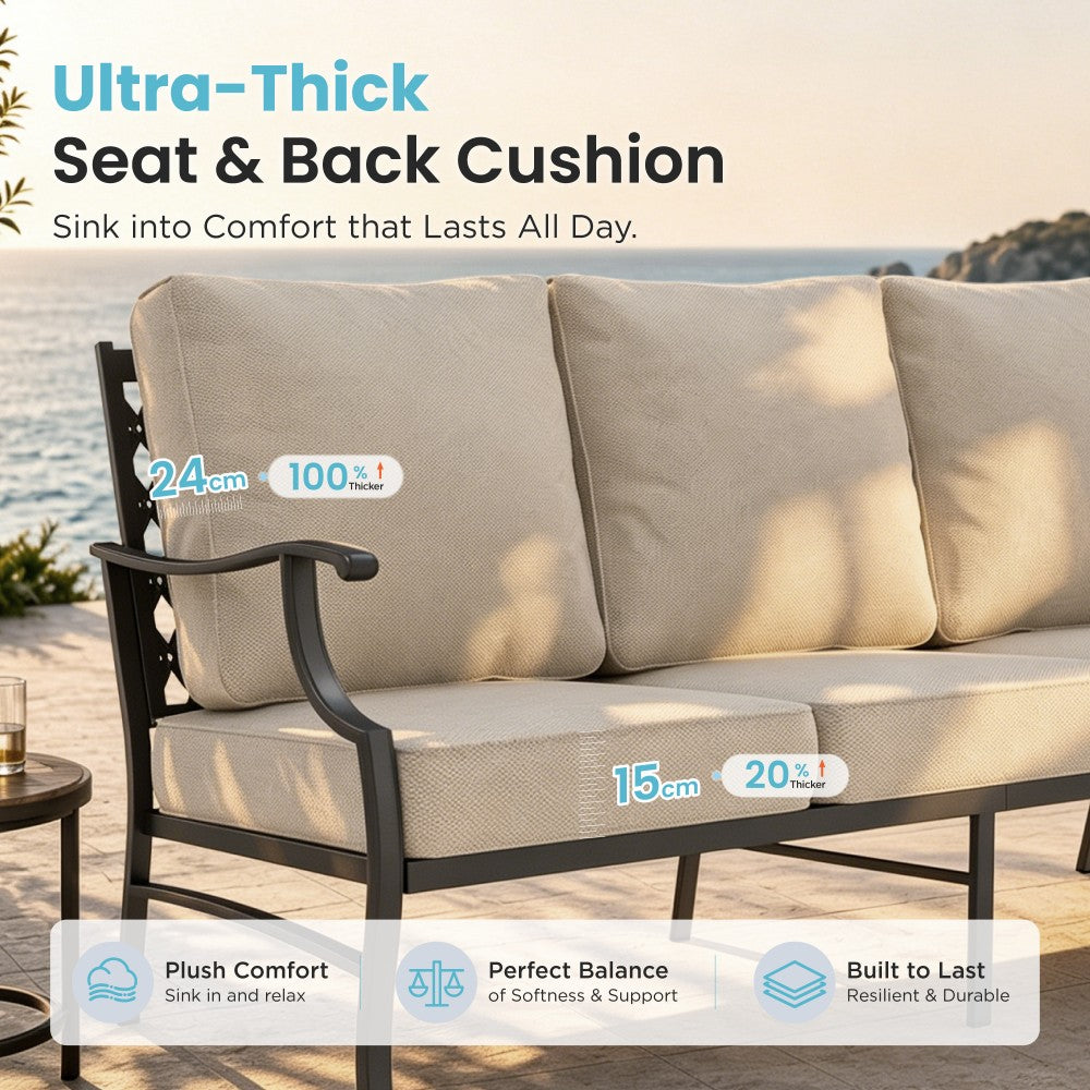 7-Seater Garden Metal Diamond Sofa with Ottomans