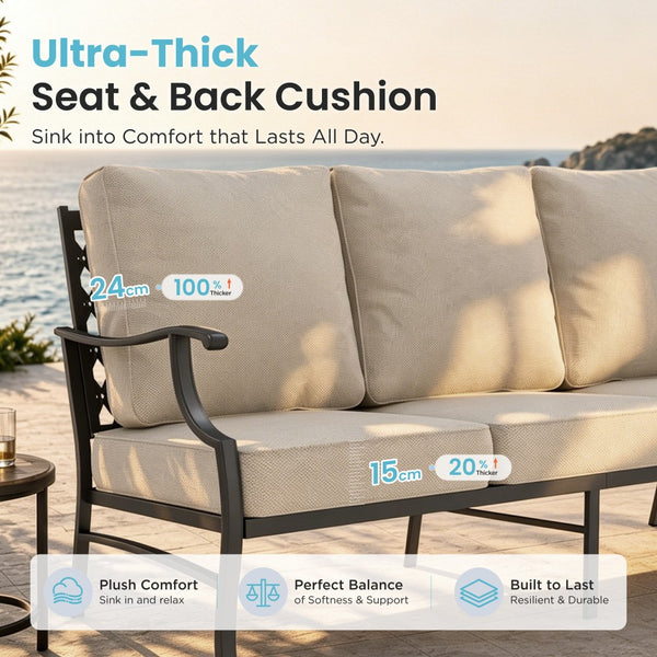 7-Seater Garden Metal Diamond Sofa with Ottomans