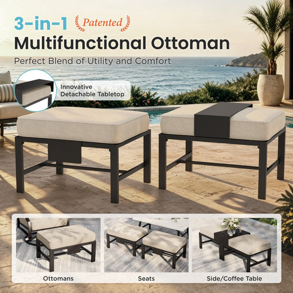7-Seater Garden Metal Diamond Sofa with Ottomans