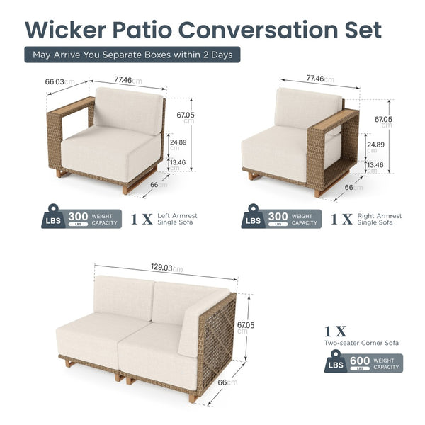 Catalina 4-Seater Modern Rattan Outdoor Sofa Set