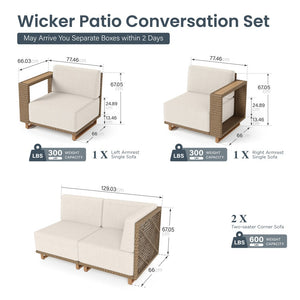 Catalina 6-Seater Modern Patio Sectional Rattan Sofa Set