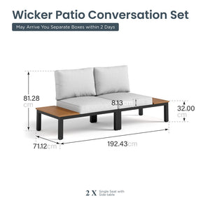 2-Seater Garden Sofa with Built-in Side Table