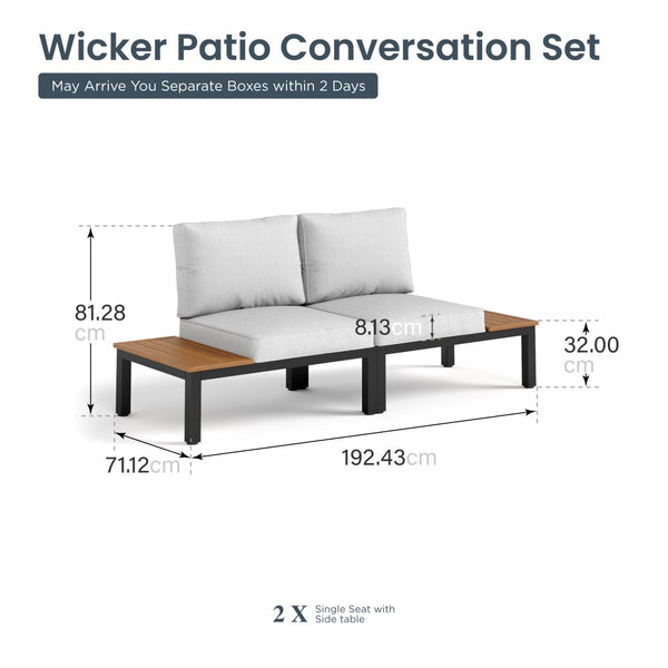 2-Seater Garden Sofa with Built-in Side Table