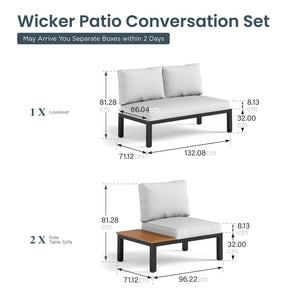 4 Seater Outdoor Metal Corner Sofa Set with Cushions