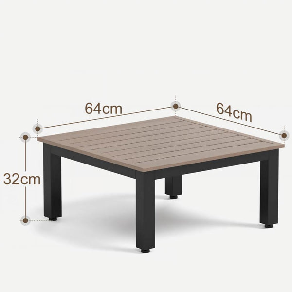 Square Acacia Wood Coffee Table with Metal Frame