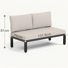 2-Seater Garden Sofa with Steel Frame and Thick Cushions