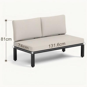 2-Seater Garden Sofa with Steel Frame and Thick Cushions