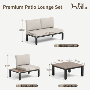 U Shaped Outdoor Corner Sofa Set Metal Frame Patio Sectional with Cushions