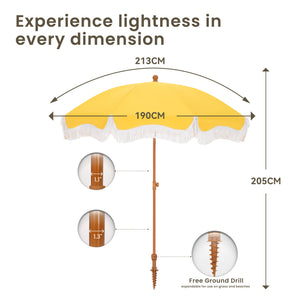 2m Auto-Tilt Beach Tassel Umbrella With Handy Carry Bags