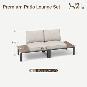 2-Seater Garden Sofa with Built-in Side Table