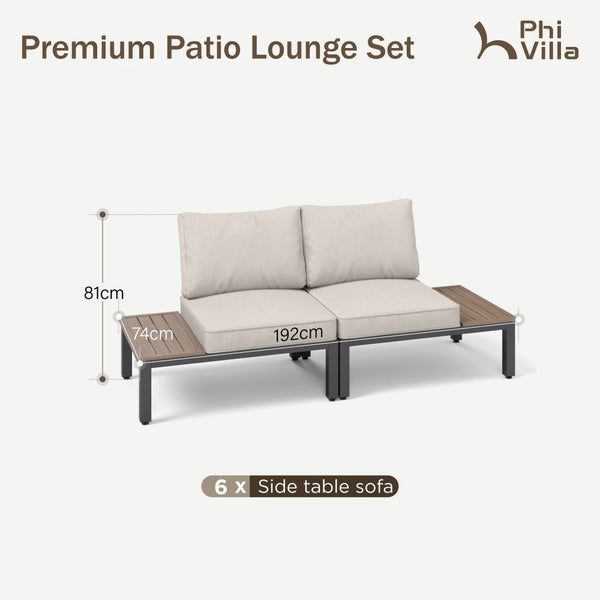 2-Seater Garden Sofa with Built-in Side Table
