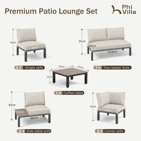 U Shaped Outdoor Corner Sofa Set Metal Frame Patio Sectional with Cushions