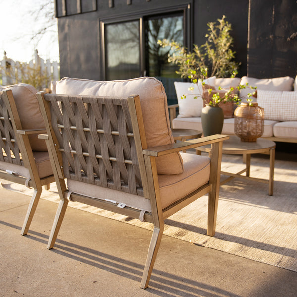 5-Seater Rope Garden Sofa Set with Wood-Effect Frame