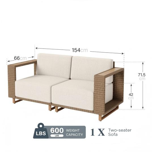 Garden Rattan Loveseat-Add-on Piece for Catalina Sofa Set